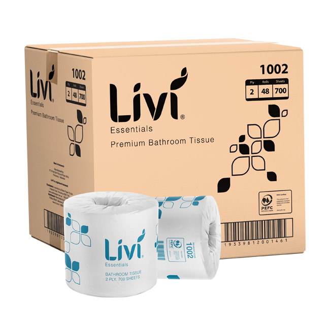 Livi Essentials Bathroom Tissue Single Wrapped Rolls 2 Ply 700 Sheets ...